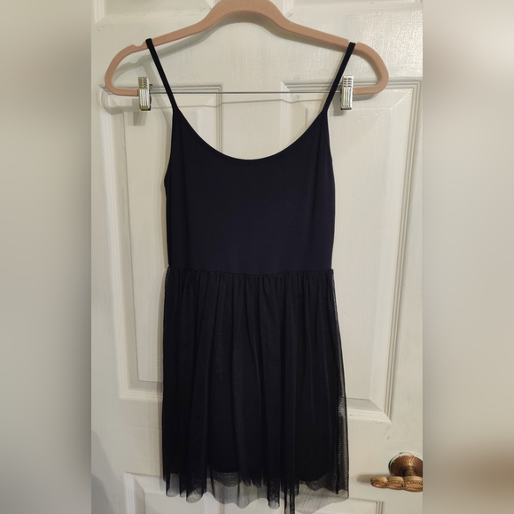 Topshop Petite Size 6 Black Tank dress with Tulle - Picture 2 of 3